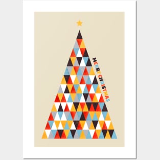 Colorful Christmas Tree Illustration Posters and Art